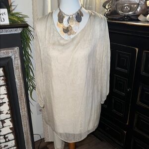 Amanti Italy Womens 1x cream 100% Silk Georgette Blouse